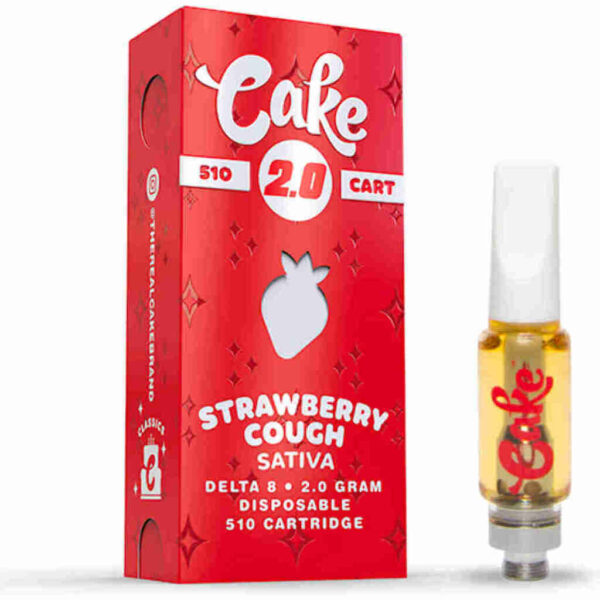 Cake Delta-8 510 Vape Cartridges 2g Strawberry Cough